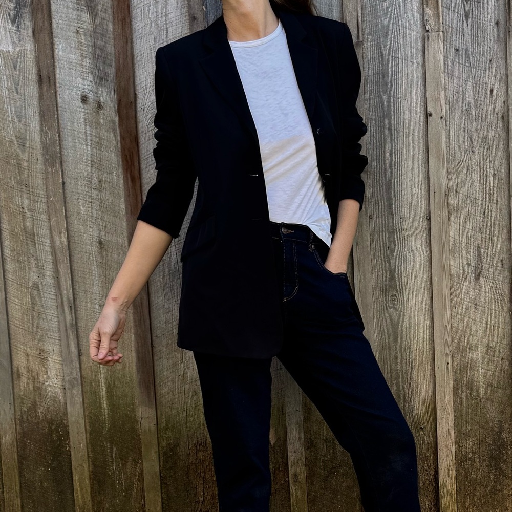 Vintage Express Compagnie Internationale Long line Black over sized Blazer